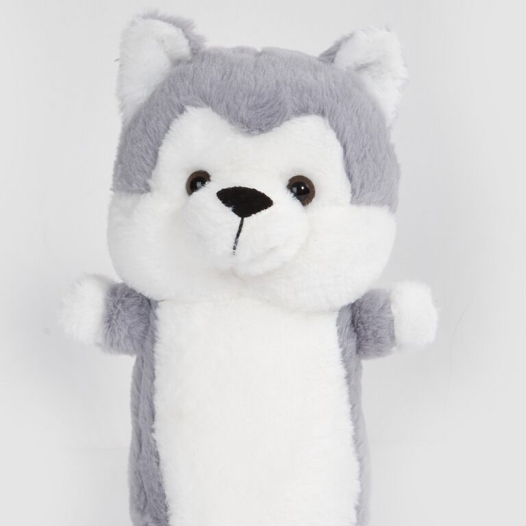 'Uitgeschakelde schattige grijze lichtgevende puppyknuffel'.